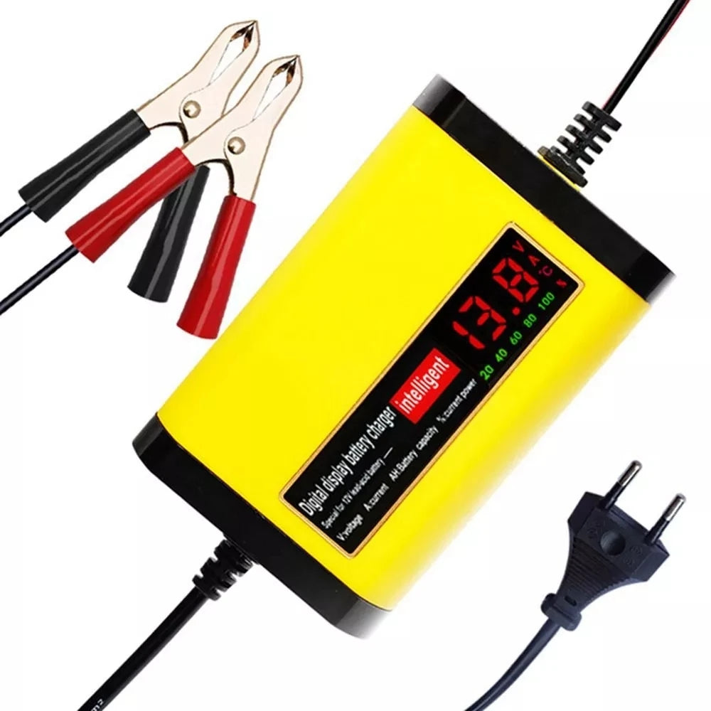 Portable 12V Car Charger LCD Display Fast Charge Adapter EU Plug DC13.8V 2A For