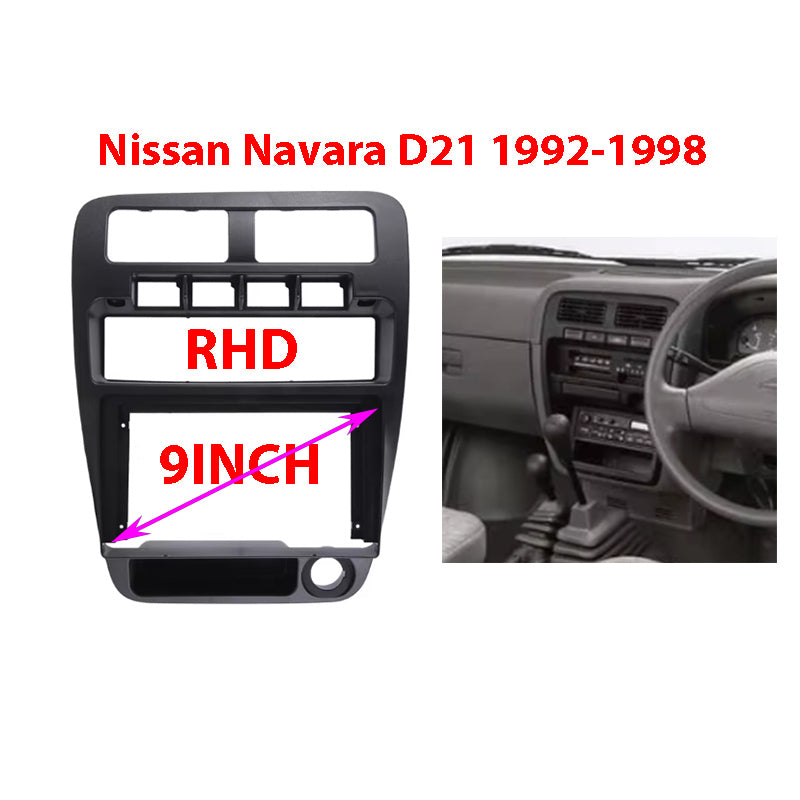9 Inch Car Fascia Radio Panel For Nissan Navara D21 1992-1998 RHD Dash Kit Insta