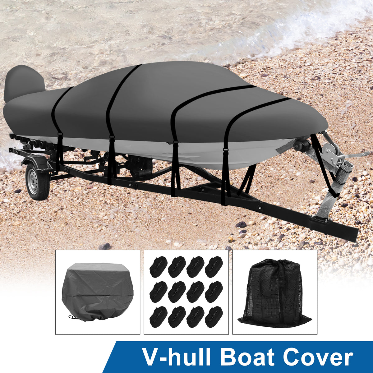 X Autohaux Trailerable Boat Cover 600D Marine Grade Bass Boat Cover for Bayliner