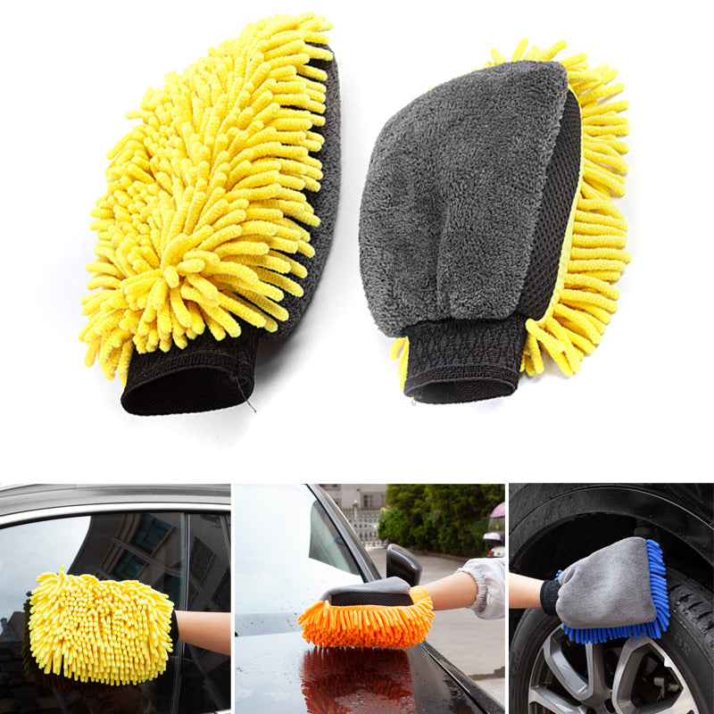 1pc Waterproof Car Wash Microfiber Chenille Gloves Thick Car Cleaning Mitt Wax D
