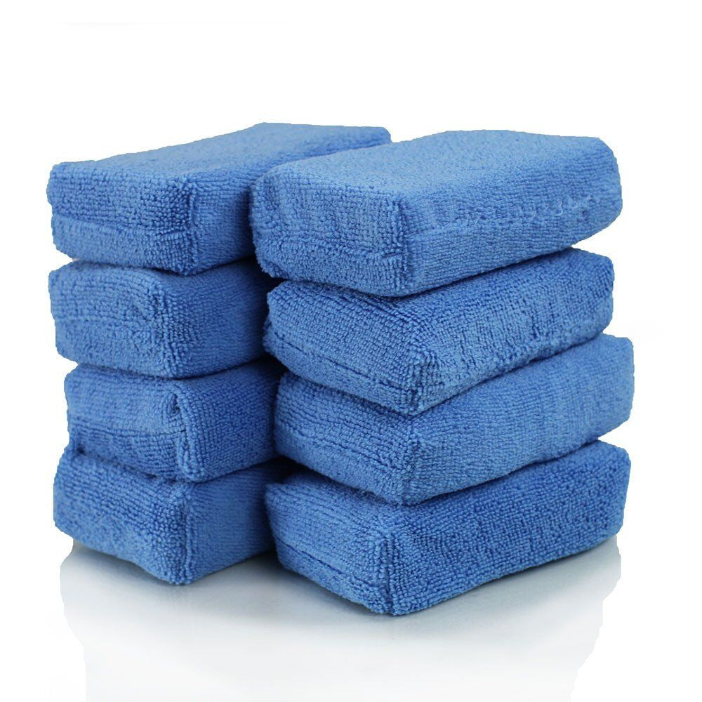 Microfibre Car Wax Applicator Pads Soft Auto Detailing Wax Sponge Rectangle Foam