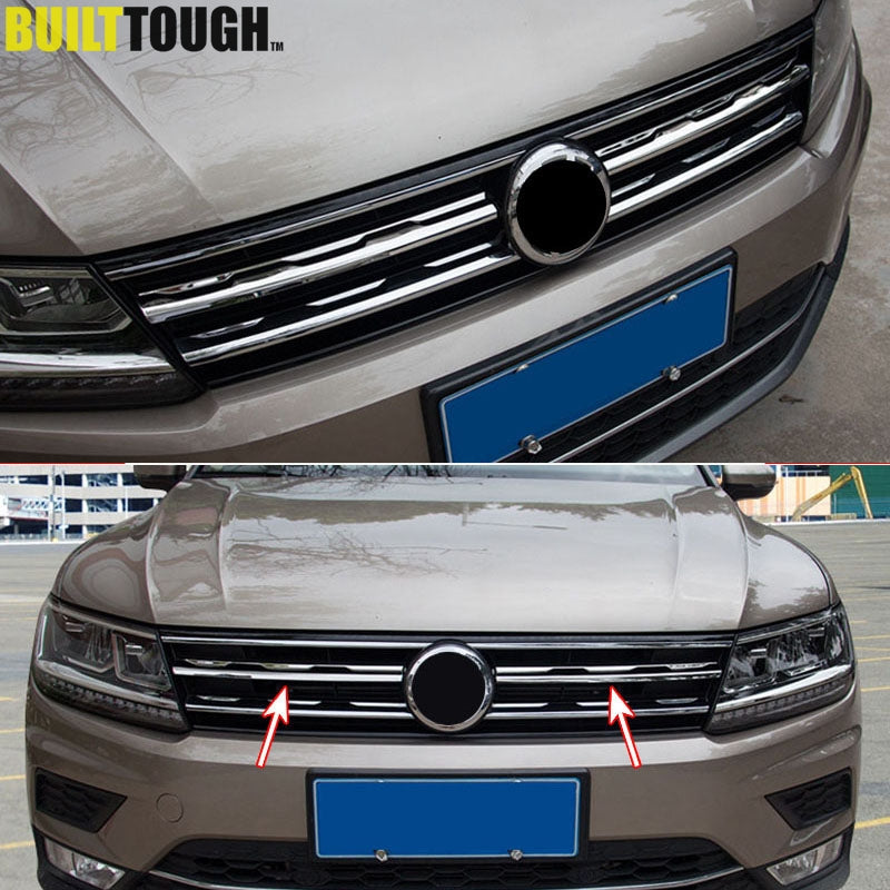 Chrome Front Mesh Grill Bumper Cover For VW Tiguan Mk2 2016 2017-2021 Trim Inser