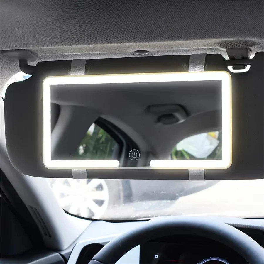 HD Mirror Car LEDMakeup Mirror Three Gear Adjustment Sun Visor Plate Interior Re