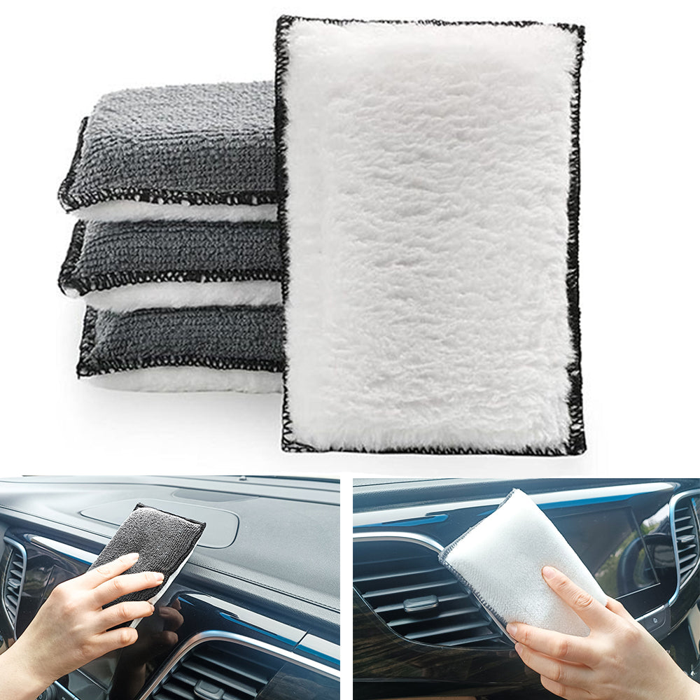2-10Pcs Soft Double Side Microfiber Scrubbing Sponge Car Leather Cleaning Microf