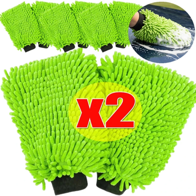 1/2PCS Microfiber Car Wash Gloves Super Soft Scratch Free Wash Mitts for Auto De